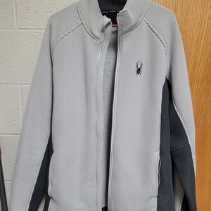 Spyder Full Zip Embroidered Jacket  Gray Black LOGO